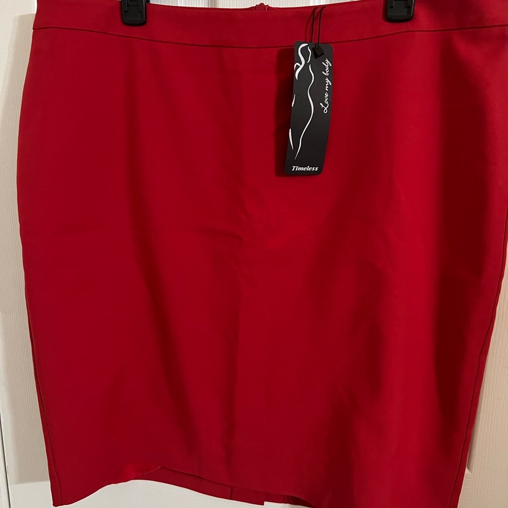 Red midi skirt